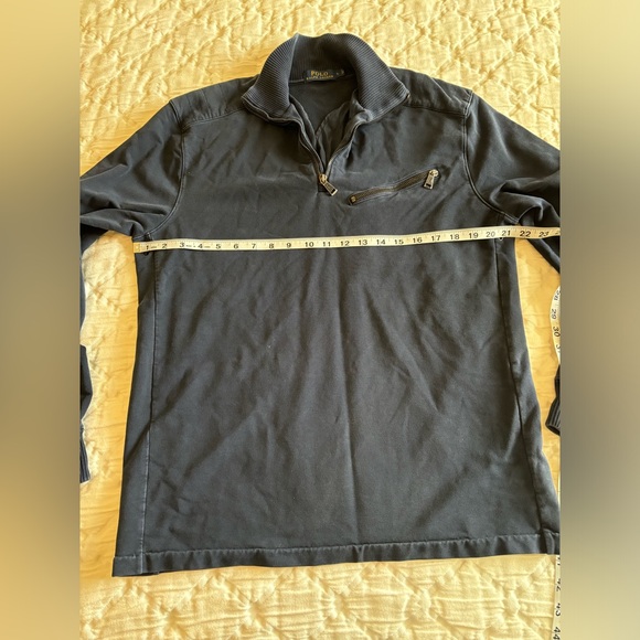 Polo Ralph Lauren Men’s L Navy Long Sleeve 1/4 zip Pullover Sweater - Picture 11 of 12
